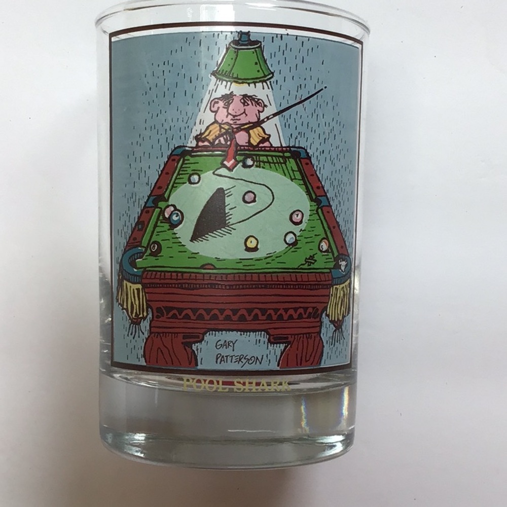 1982 Arbys Collectors Series Pool Shark Gary Patterson Thought Factory Bar Glass